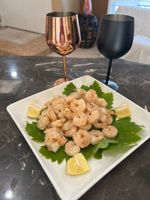 Easy Shrimp Recipe + Stunning Wine Glasses = Happy Hour Perfection