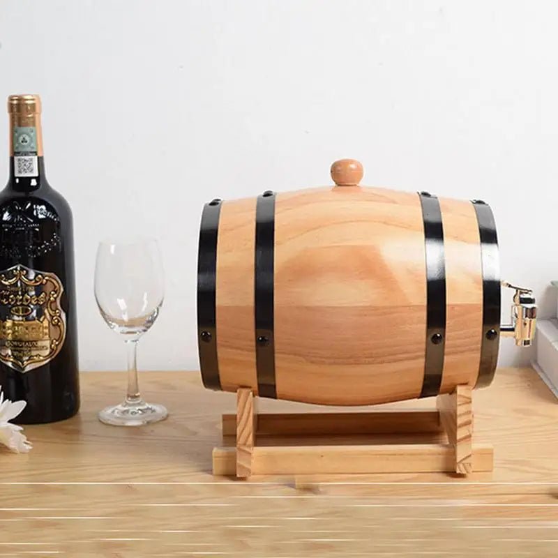 1L/1.5L/3L Wood Wine Barrel Vintage Oak Home Brewing Accessories Large Capacity Wine Storage Container For Tequila Wine Whiskey - AroundTheWineCooler
