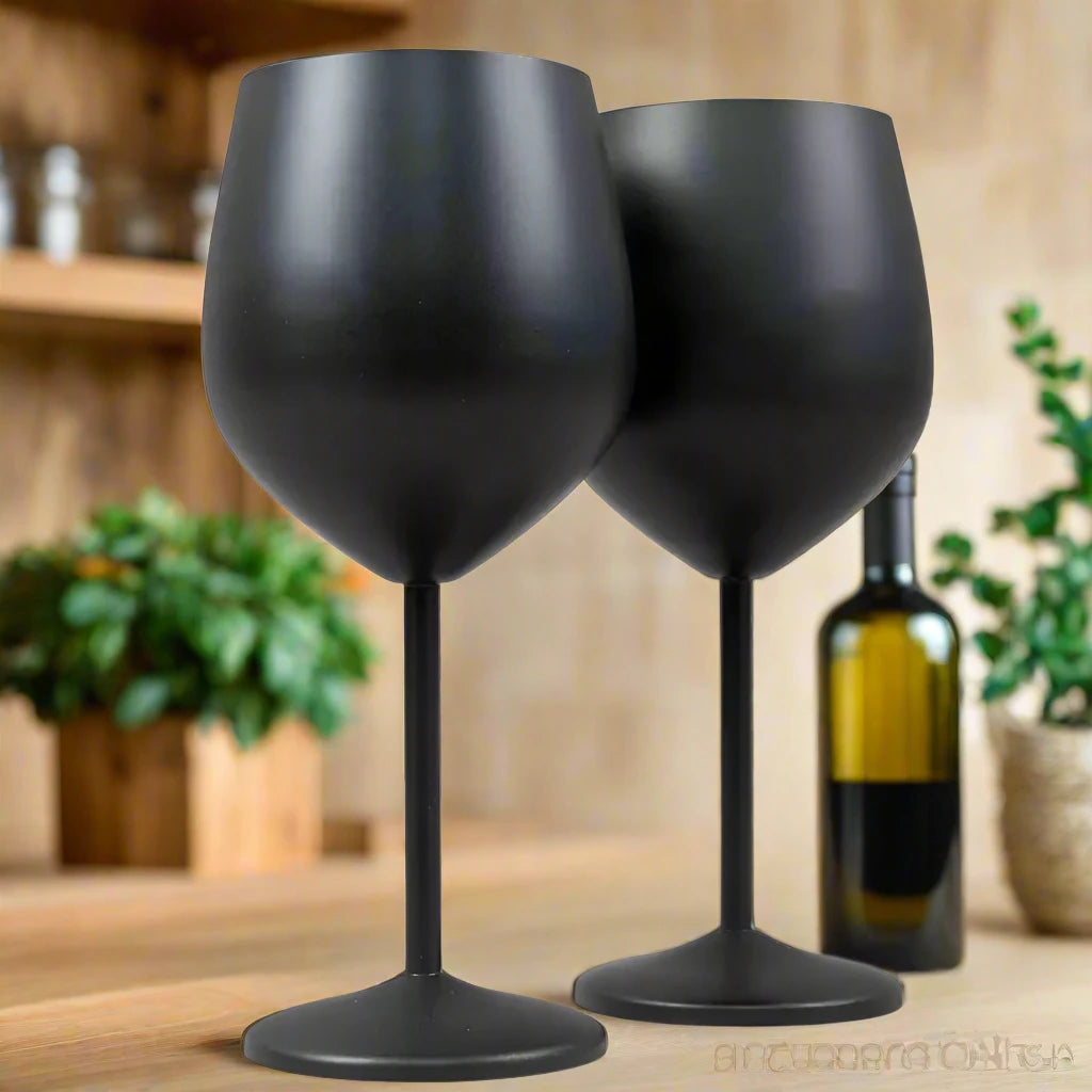 Stainless Steel Wine Glasses with Black Plating - AroundTheWineCooler