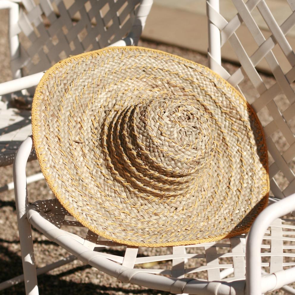 Balinese Pecatu Wide Round Straw Hat In Butter Yellow - AroundTheWineCooler