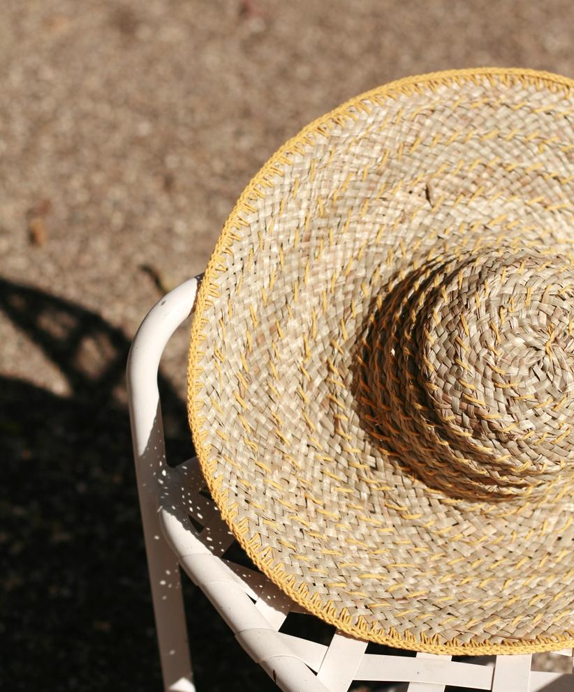 Balinese Pecatu Wide Round Straw Hat In Butter Yellow - AroundTheWineCooler