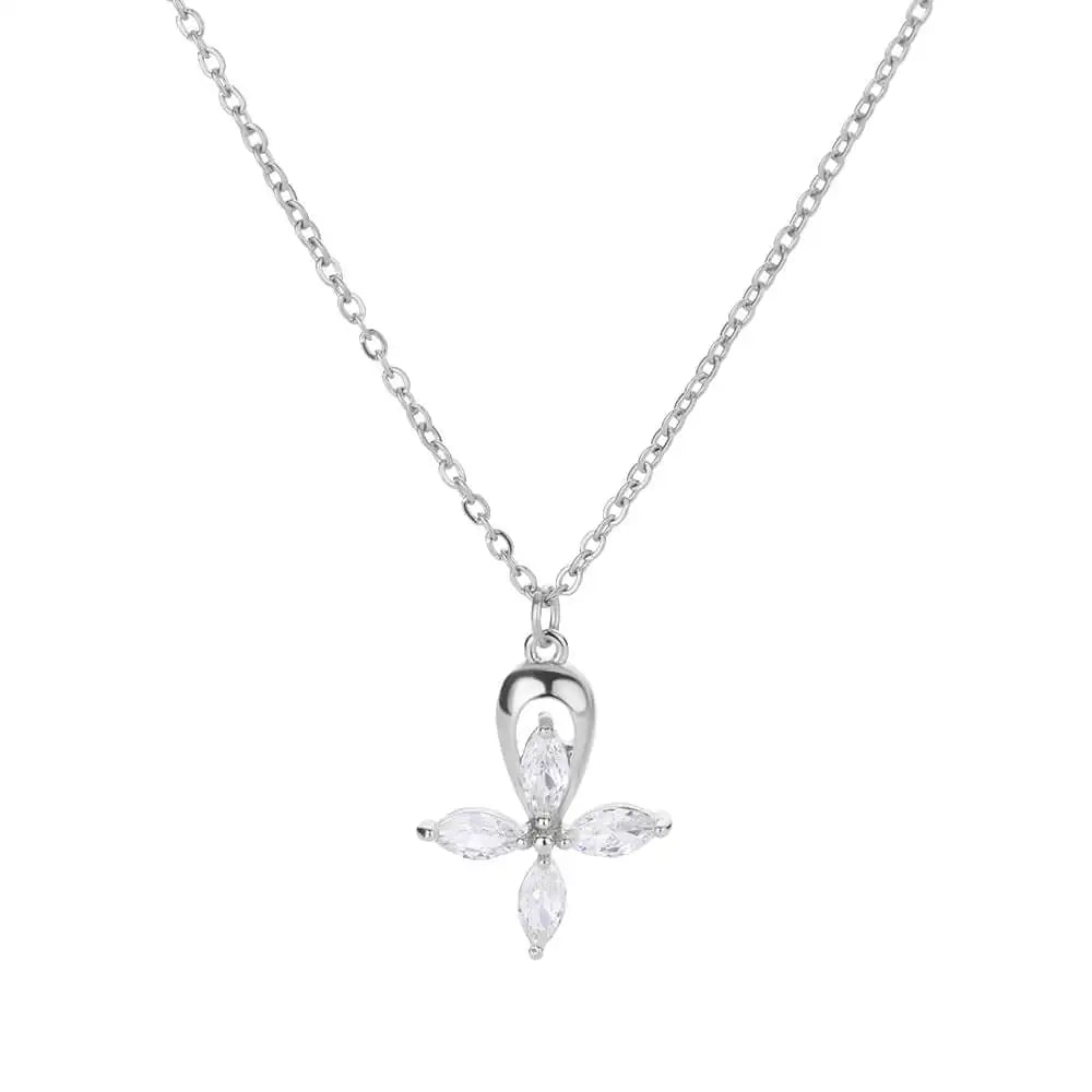 Four Leaf Clover Pendant Necklace for Women Zircon Stainless Steel Cross Necklaces New Couple Wedding Aesthetic Jewerly Collares