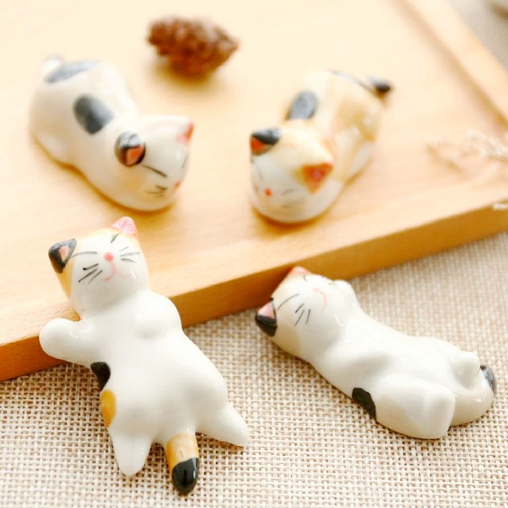 Porcelain Cat Chopstick Holders Set - AroundTheWineCooler