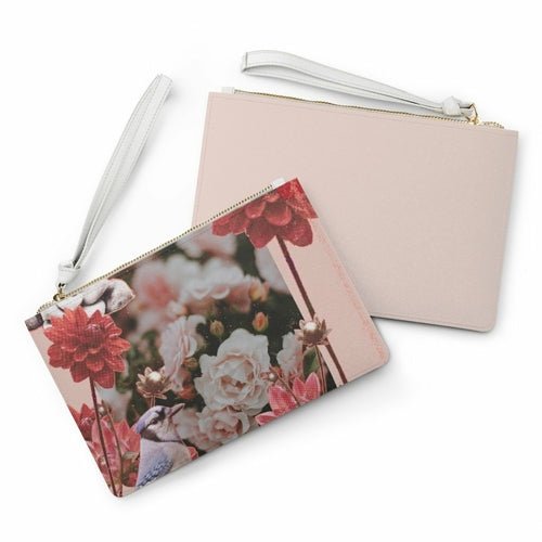 Floral Grunge Design Zipped Clutch Bag - AroundTheWineCooler