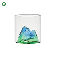 Japan 3D Mountain Whiskey Glass Glacier Old Fashioned Whisky Rock Glasses Whiskey-glass Wooden Gift Box Vodka Cup Wine Tumbler