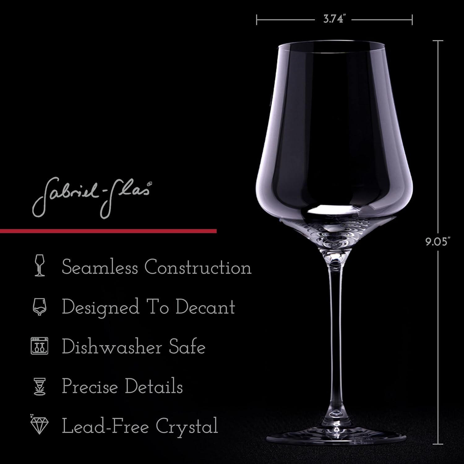 Standart Crystal Wine Glasses, Set of 2 with Gift Box - Premium, Universal Wine Glass for Red and White Wine - Dishwasher Safe, Lead - Free, 16 Oz. - AroundTheWineCooler