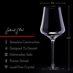 Standart Crystal Wine Glasses, Set of 2 with Gift Box - Premium, Universal Wine Glass for Red and White Wine - Dishwasher Safe, Lead-Free, 16 Oz.