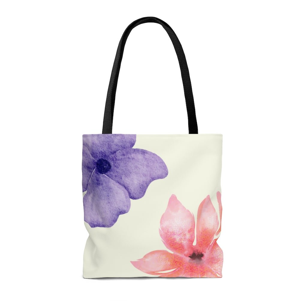 Fresh Floral Print Beach Shopper Tote Bag Medium - AroundTheWineCooler