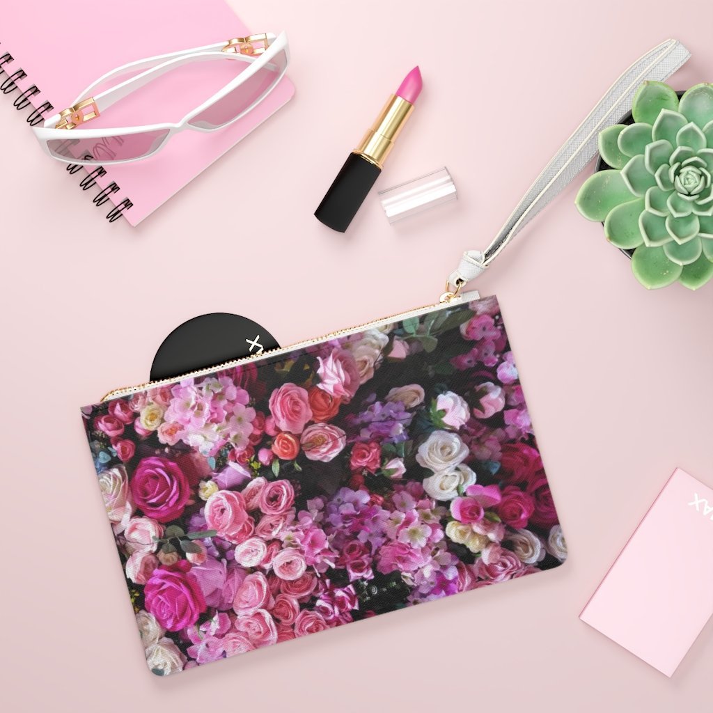 Floral Bouquet Designed Zipped Clutch Bag - AroundTheWineCooler
