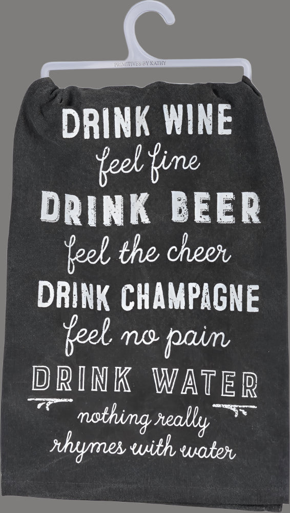 Drink Wine Feel Fine / Nothing Really Rhymes With Water Funny Snarky - AroundTheWineCooler