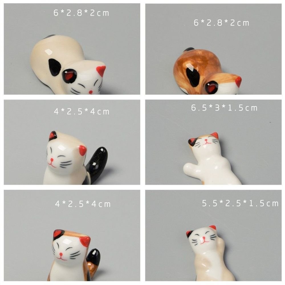 Porcelain Cat Chopstick Holders Set - AroundTheWineCooler