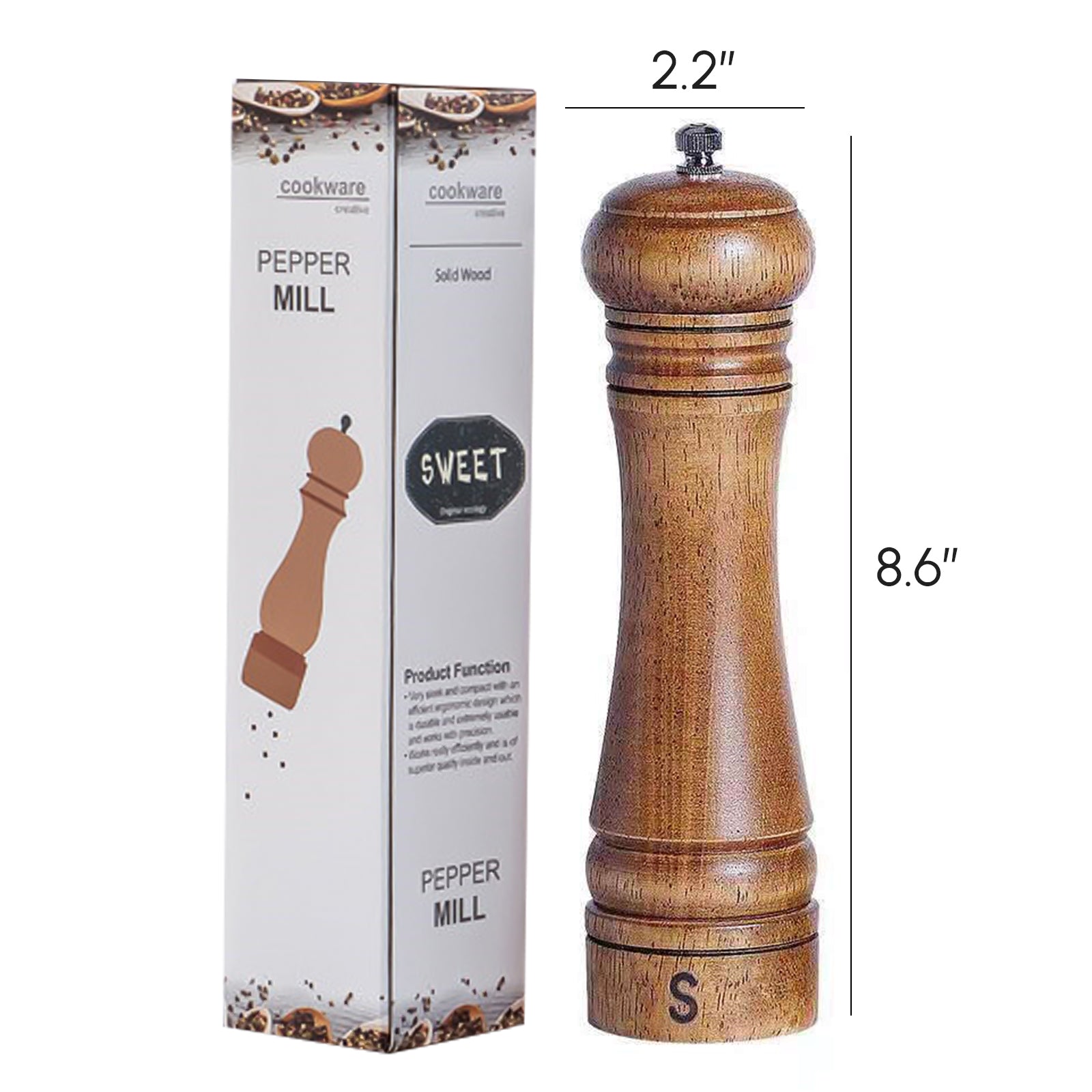 Cooking Salt and Pepper Grinder Hand Movement Wood Pepper Mill Kitchen - AroundTheWineCooler