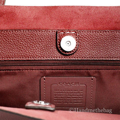 Coach Carmen Medium Wine Pebbled Leather Shoulder Tote