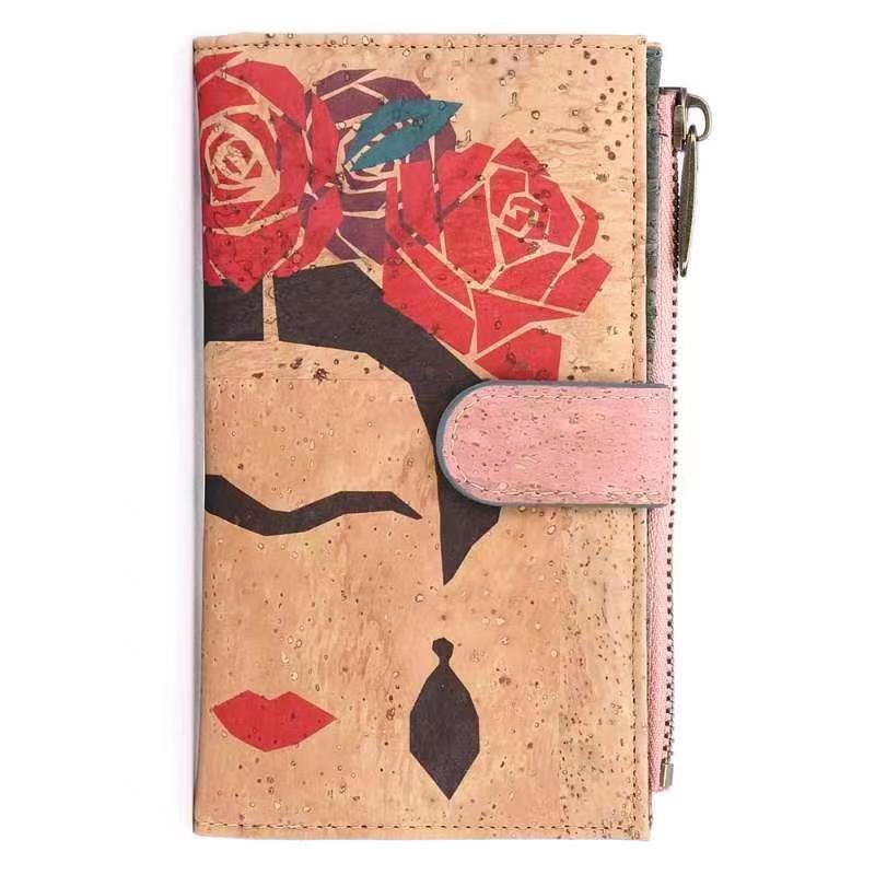 Cork wallet pattern women zipper card vegan wallet RFID BAGD - 141 - AroundTheWineCooler