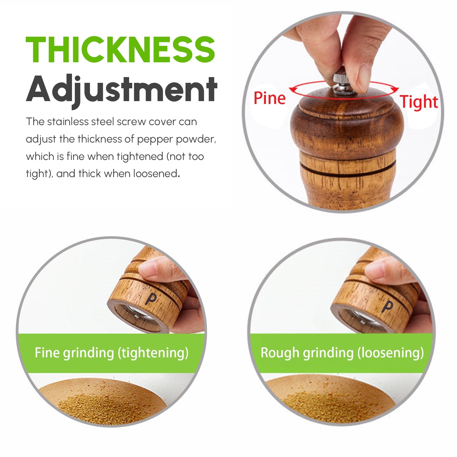 Cooking Salt and Pepper Grinder Hand Movement Wood Pepper Mill Kitchen - AroundTheWineCooler