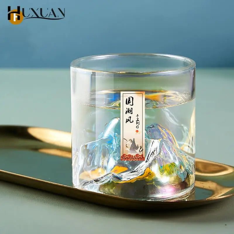 Japan 3D Mountain Whiskey Glass Glacier Old Fashioned Whisky Rock Glasses Whiskey - glass Wooden Gift Box Vodka Cup Wine Tumbler - AroundTheWineCooler