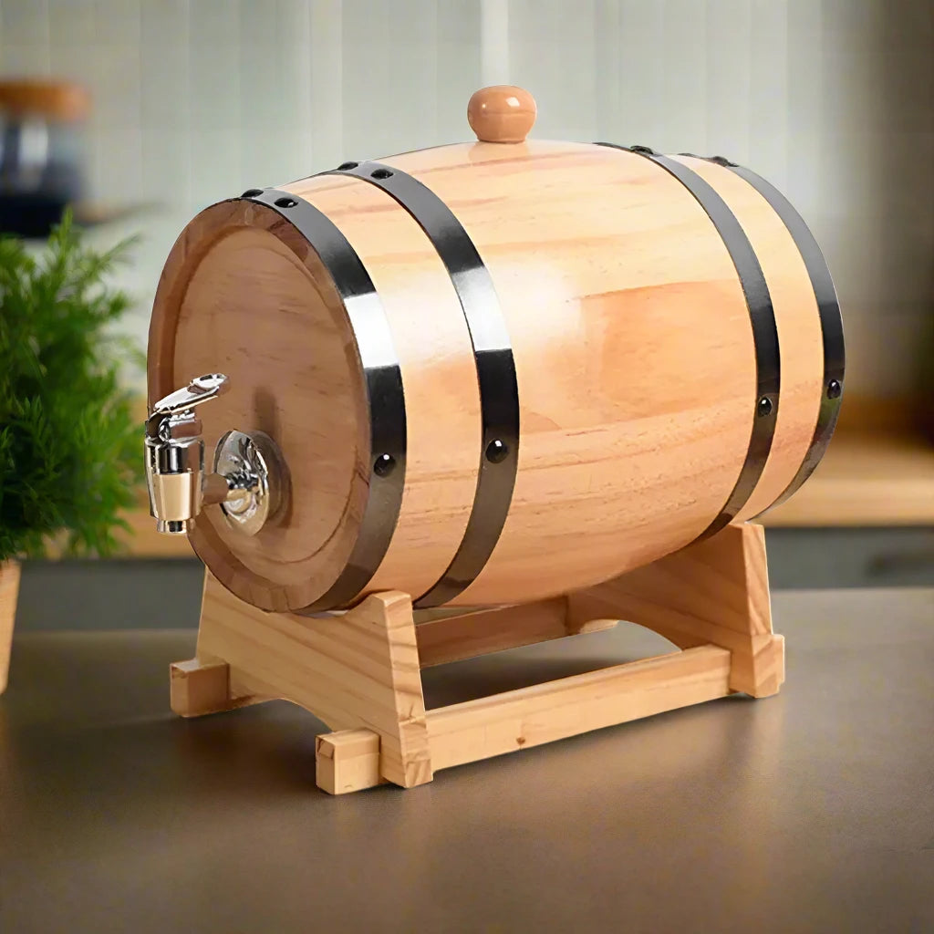 1L/1.5L/3L Wood Wine Barrel Vintage Oak Home Brewing Accessories Large Capacity Wine Storage Container For Tequila Wine Whiskey - AroundTheWineCooler