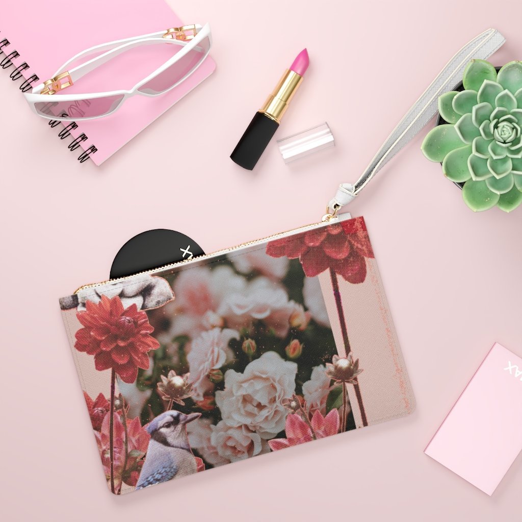 Floral Grunge Design Zipped Clutch Bag - AroundTheWineCooler