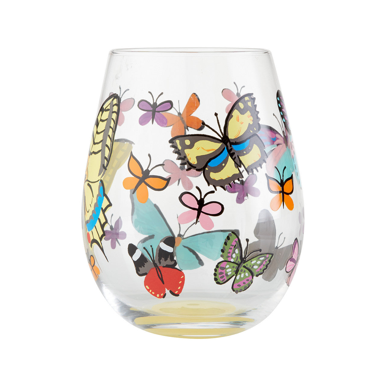 Stemless Butterfly Pavilion Wine Glass- Lolita -Hand-Painted