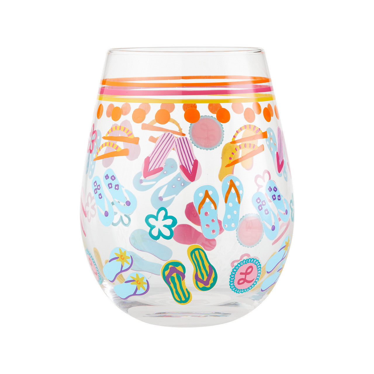 Stemless Flip Flops Too Wine Glass- Lolita -Hand-Painted