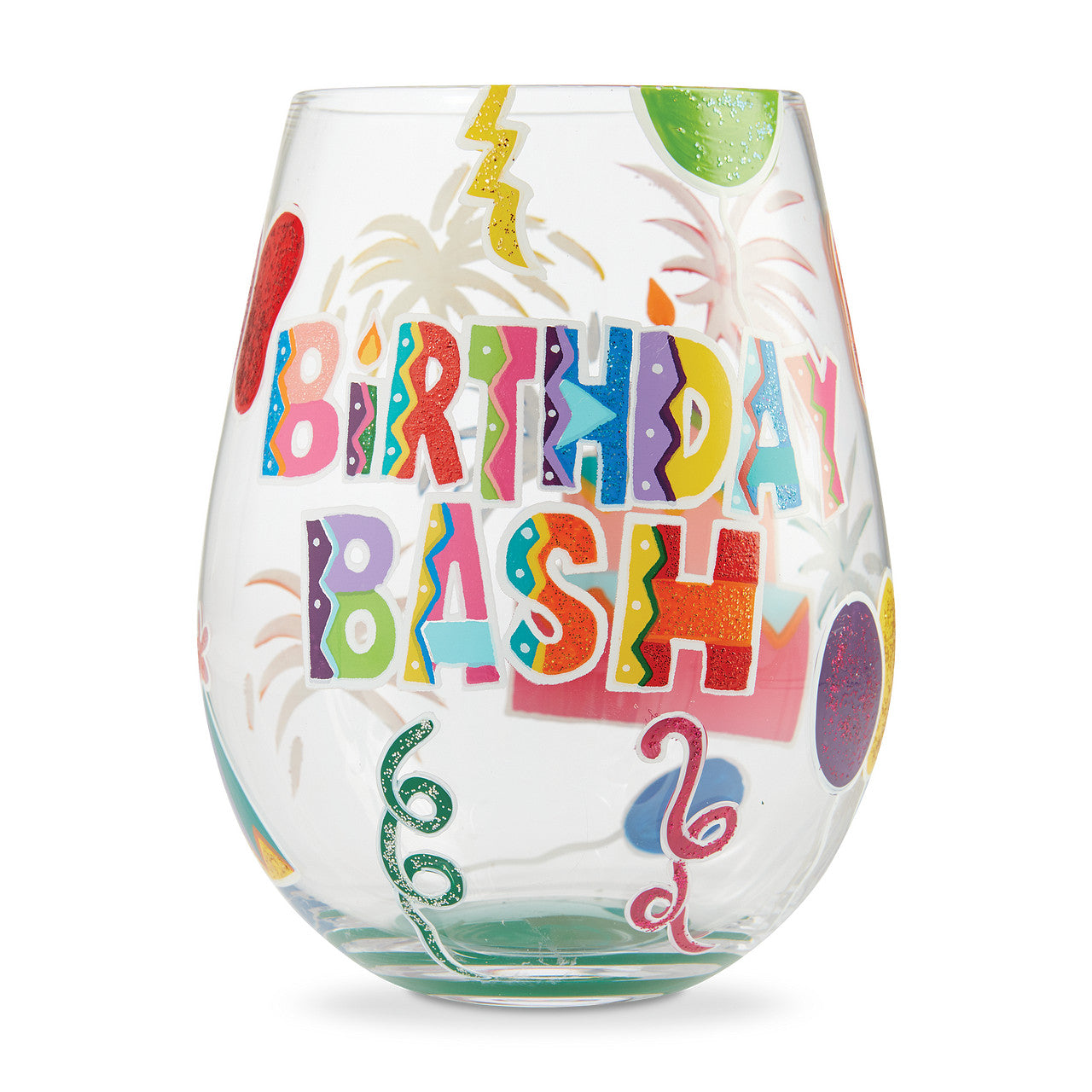 Stemless Birthday Bash Wine Glass- Lolita -Hand-Painted