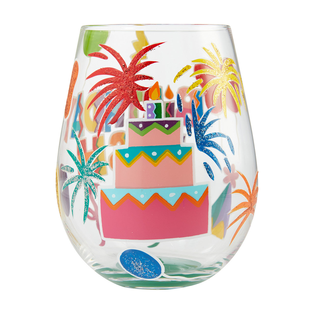 Stemless Birthday Bash Wine Glass- Lolita -Hand-Painted