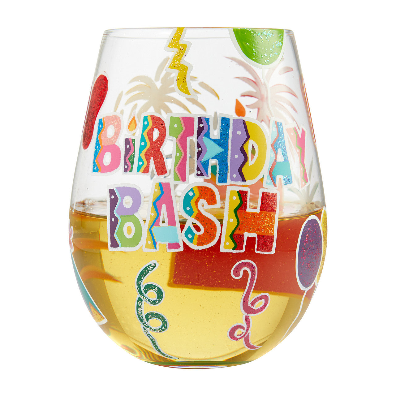 Stemless Birthday Bash Wine Glass- Lolita -Hand-Painted