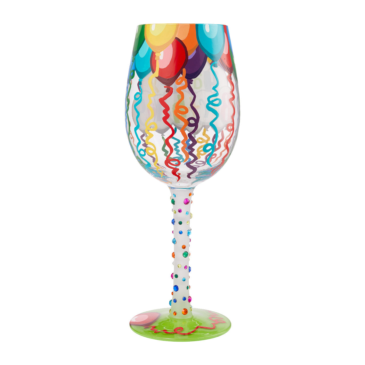 Wine Glass Birthday Streamers Lolita -Hand-Painted