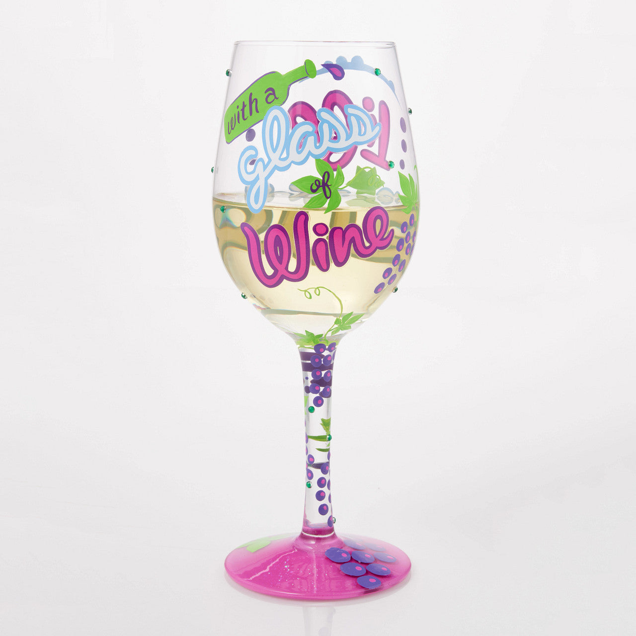 Life is Better with Wine Glass- Lolita -Hand-Painted
