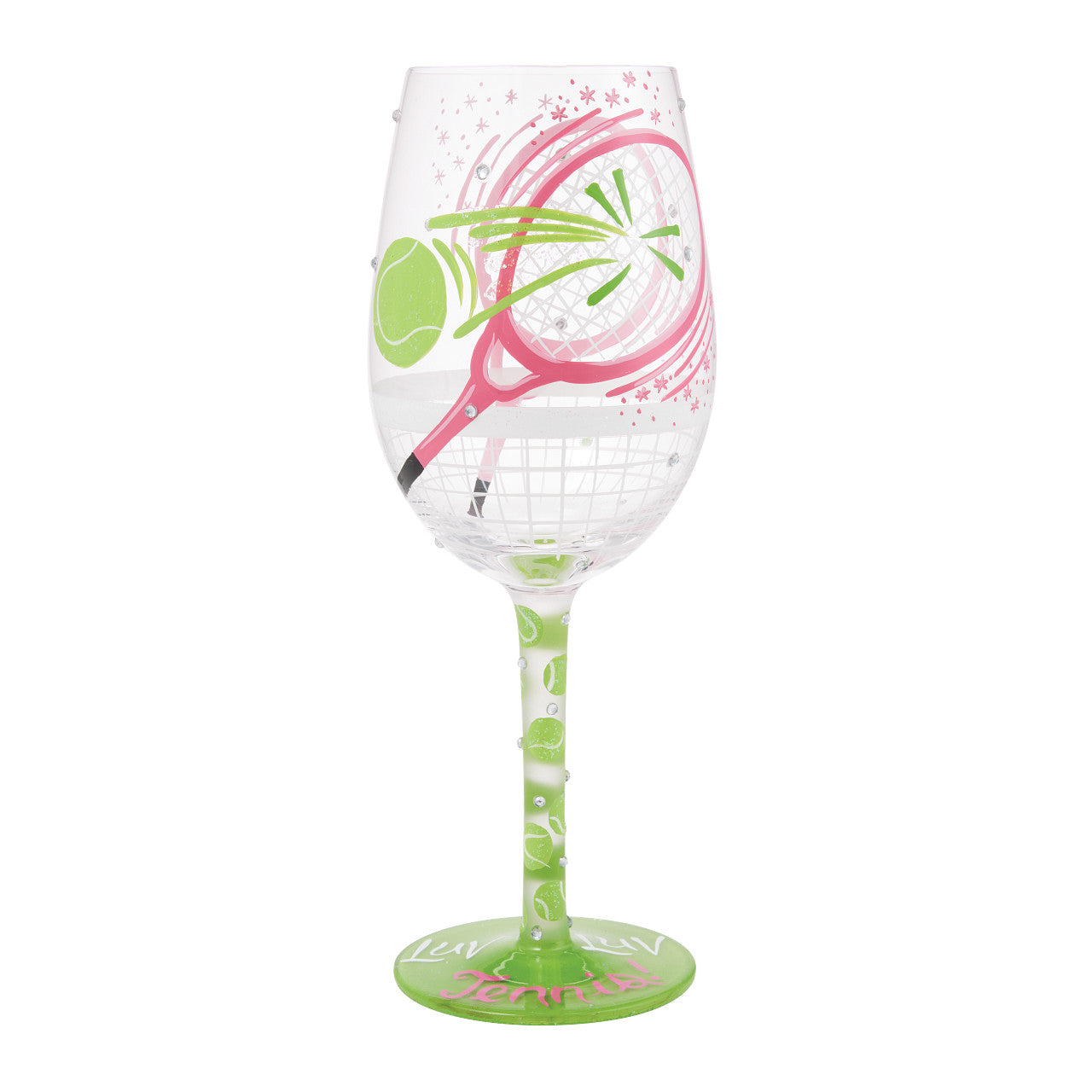 I Luv Luv Tennis Wine Glass- Lolita -Hand-Painted