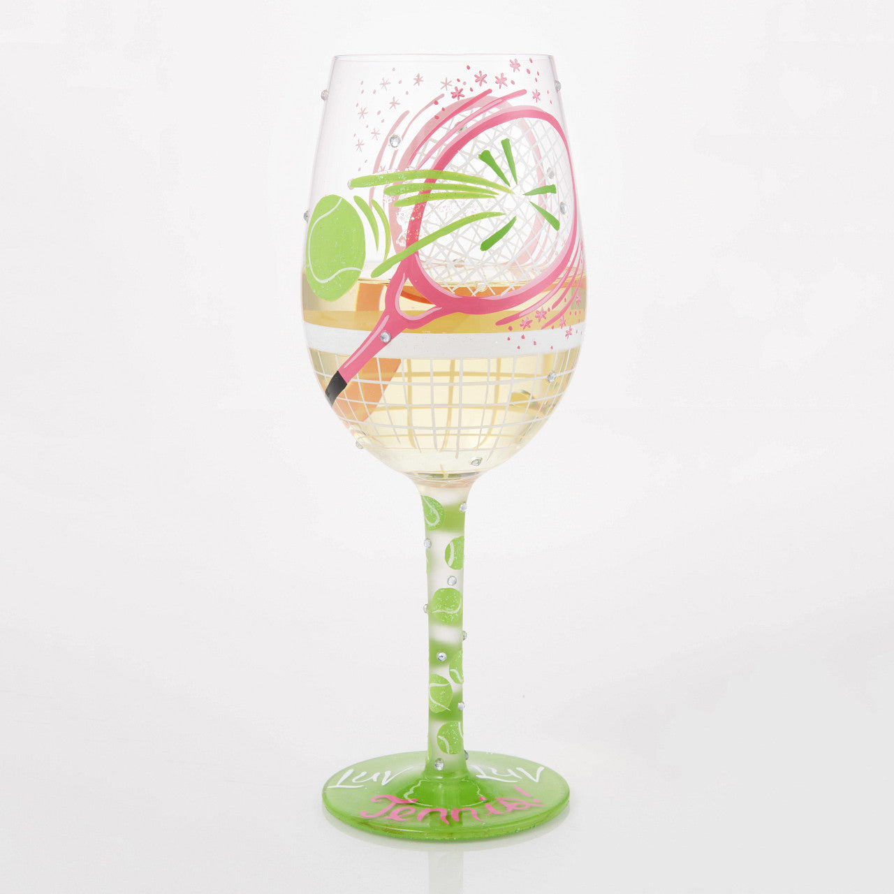 I Luv Luv Tennis Wine Glass- Lolita -Hand-Painted