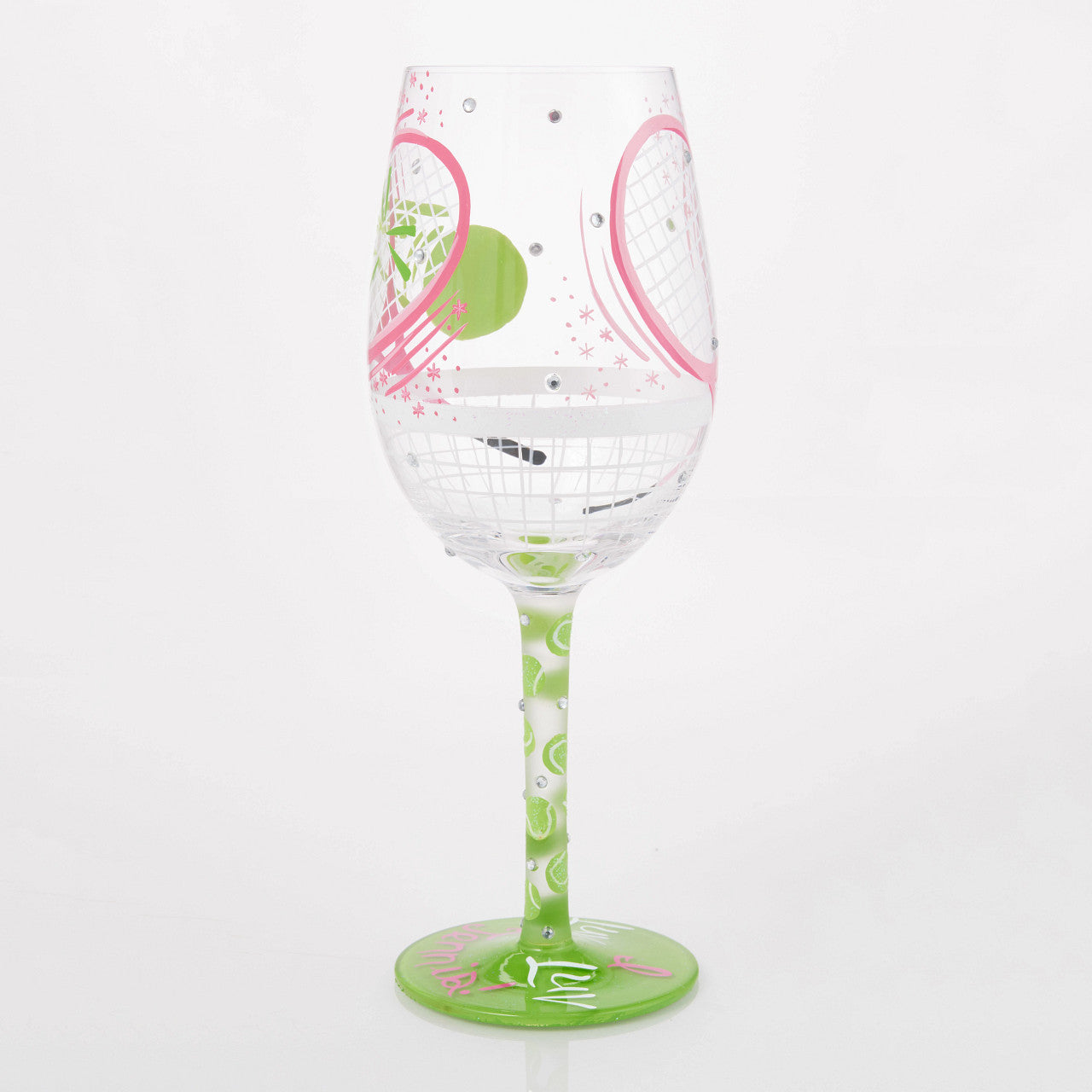 I Luv Luv Tennis Wine Glass- Lolita -Hand-Painted