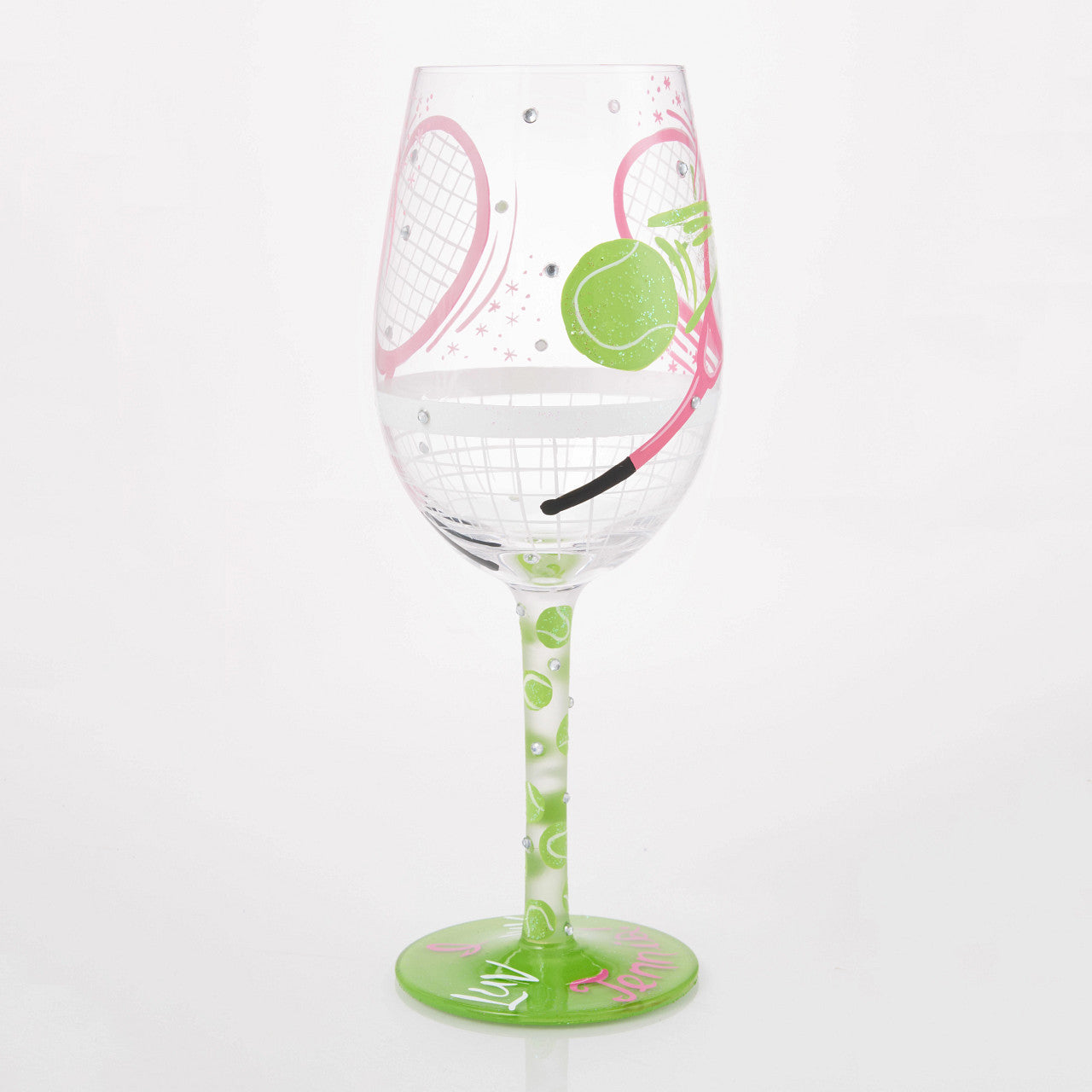 I Luv Luv Tennis Wine Glass- Lolita -Hand-Painted