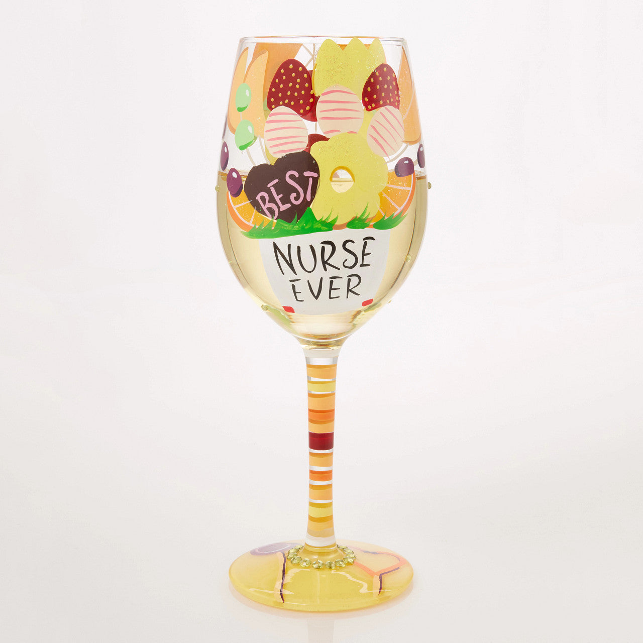 Best Nurse Ever Wine Glass - Lolita -Hand-Painted