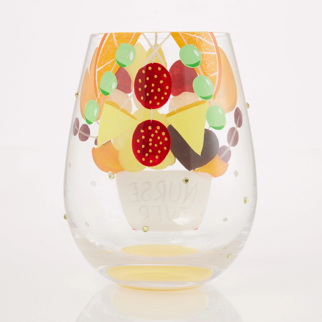 Stemless Best Nurse Ever Wine Glass- Lolita -Hand-Painted