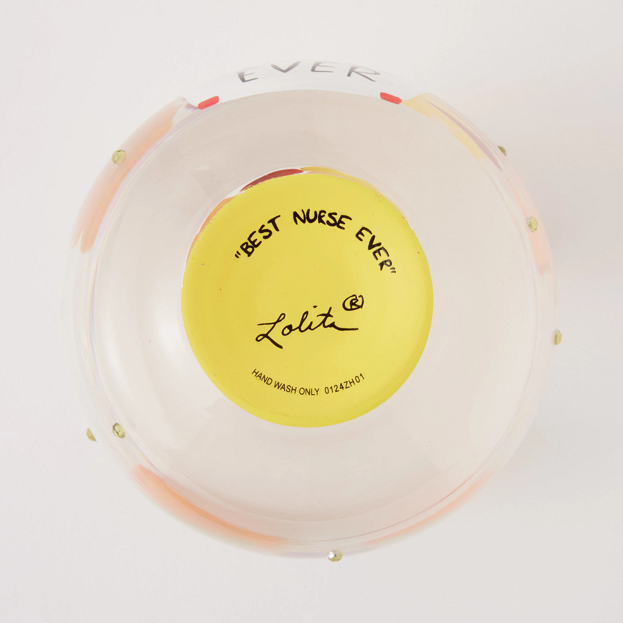 Stemless Best Nurse Ever Wine Glass- Lolita -Hand-Painted