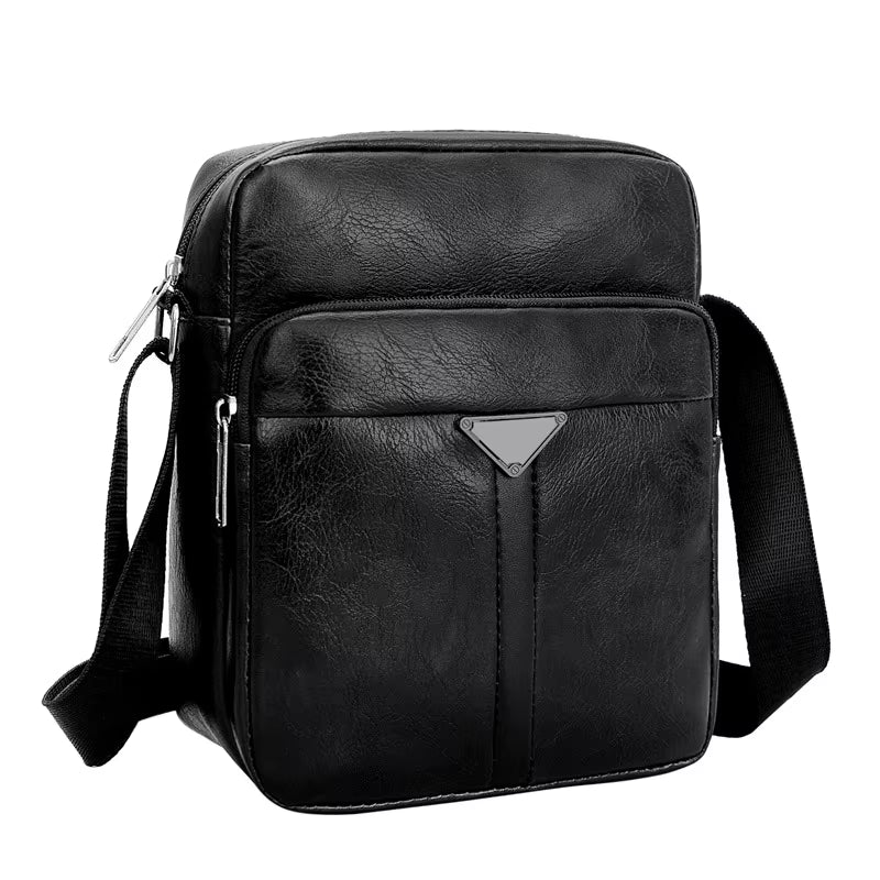 Luxury Brand Vintage Men Bag Fashion PU Leather Shoulder Bag Business Messenger Crossbody Bag Large Capacity Male Casual Handbag