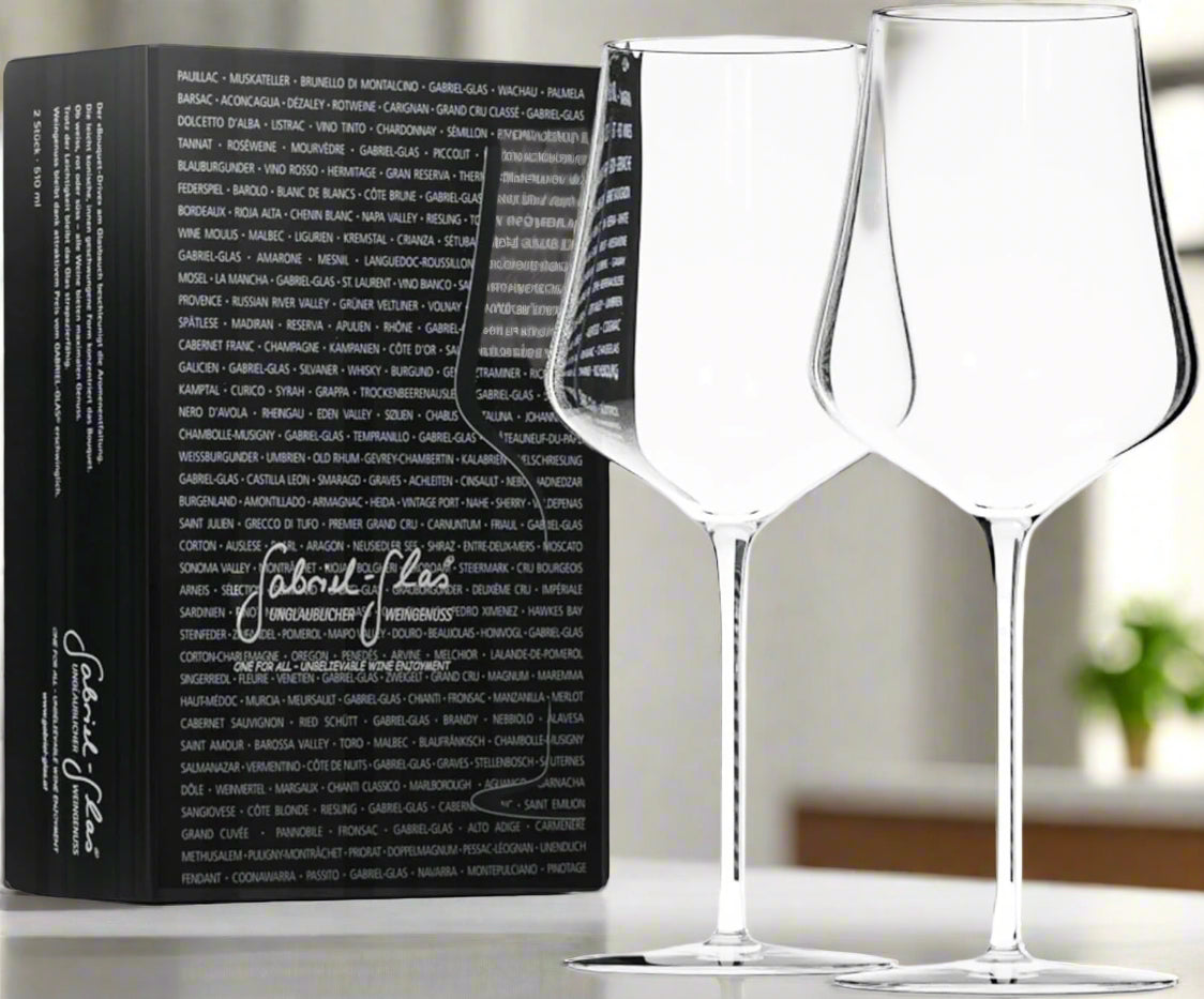 Standart Crystal Wine Glasses, Set of 2 with Gift Box - Premium, Universal Wine Glass for Red and White Wine - Dishwasher Safe, Lead - Free, 16 Oz. - AroundTheWineCooler