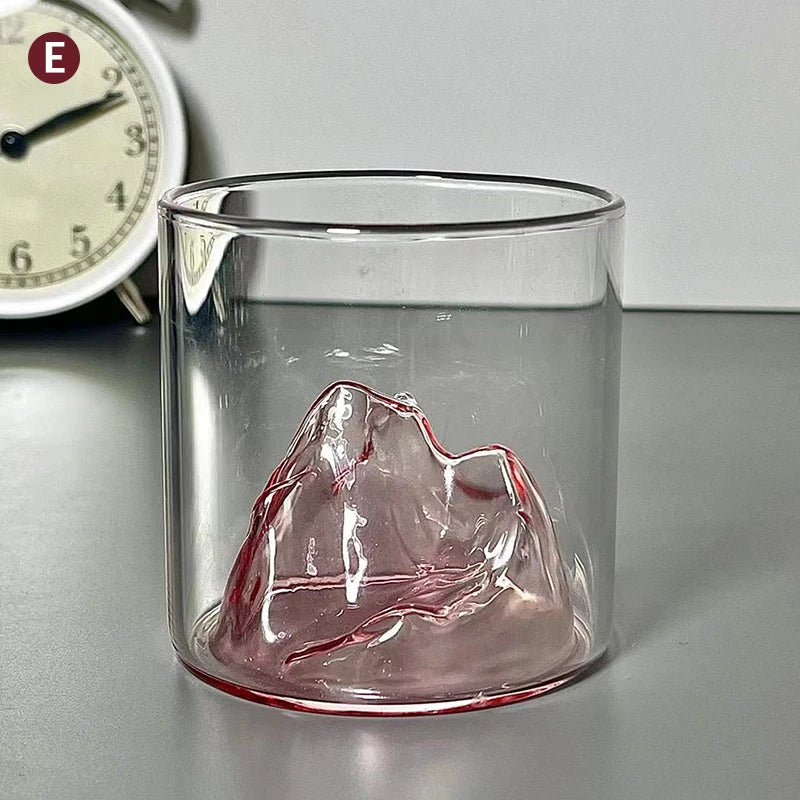 Japan 3D Mountain Whiskey Glass Glacier Old Fashioned Whisky Rock Glasses Whiskey - glass Wooden Gift Box Vodka Cup Wine Tumbler - AroundTheWineCooler
