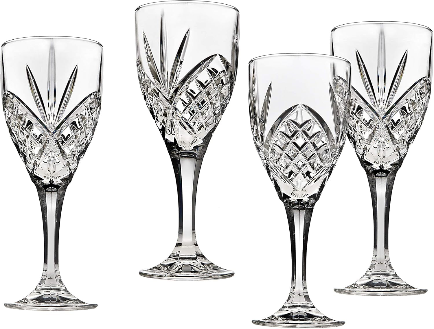 Wine Glasses, Stemmed Glass Goblets - Dublin Crystal, Set of 4, 10 Fluid Ounces