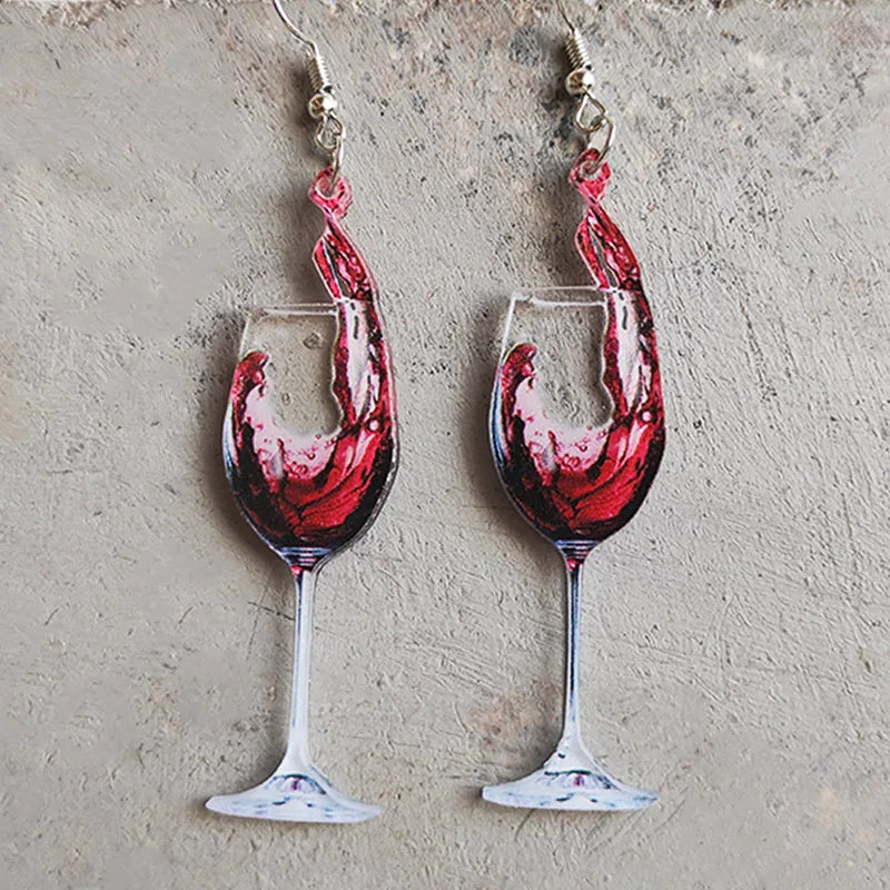 1Pair Wine Glass Women's Earrings Acrylic Beer Red Wine Whiskey Wine Earrings Ornaments Accessories