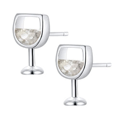 Fashion Simple Women's Earrings Hollow Wine Glass Cubic Zirconia Ear Stud Earrings Jewelry Gifts