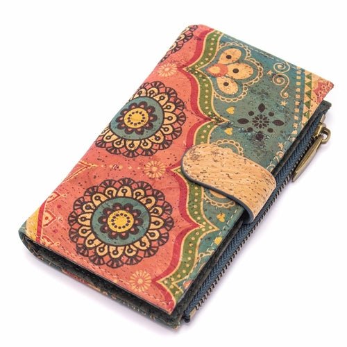 Cork wallet pattern women zipper card vegan wallet RFID BAGD - 141 - AroundTheWineCooler
