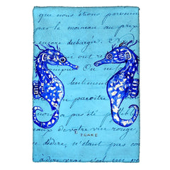 Betsy Drake KT345 Blue Sea Horses Kitchen Towel - AroundTheWineCooler