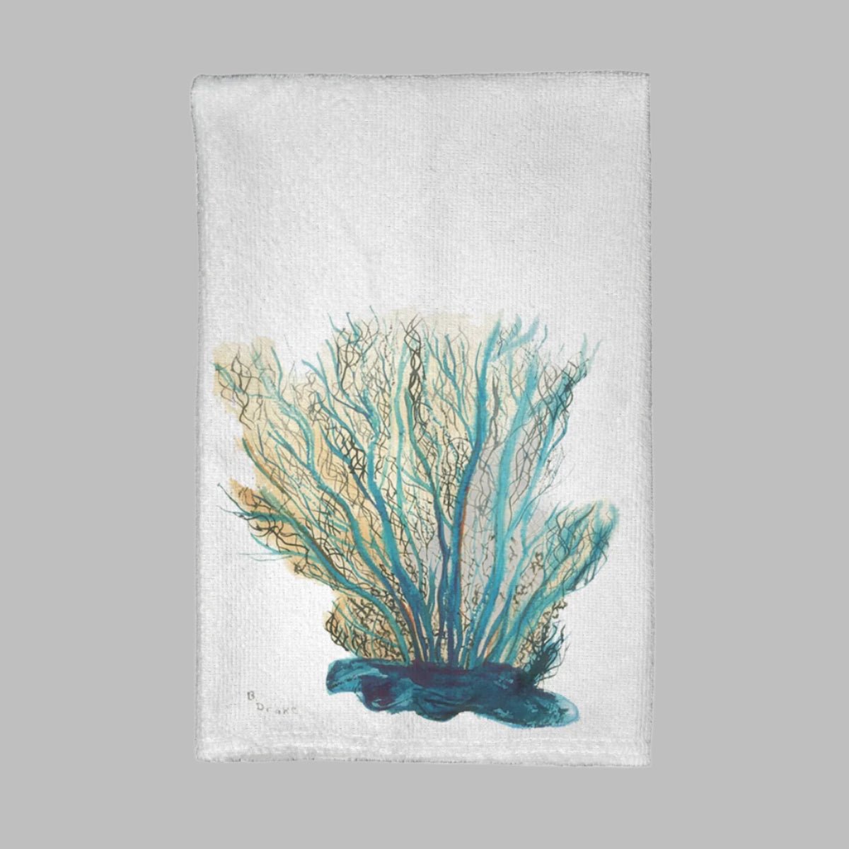 Betsy Drake KT703 Blue Coral Kitchen Towel - AroundTheWineCooler