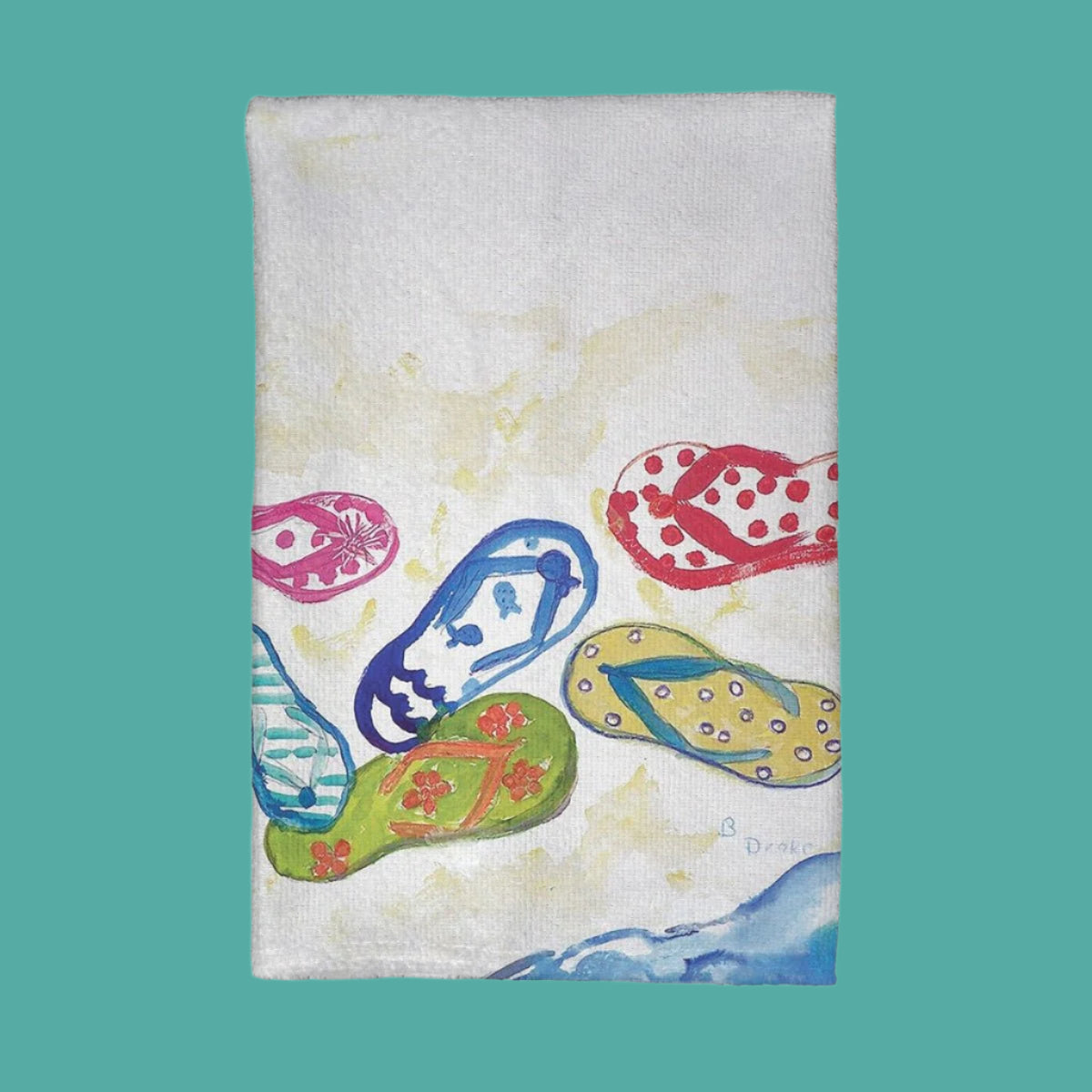 Betsy Drake KT154 Six Flip Flops Kitchen Towel - AroundTheWineCooler