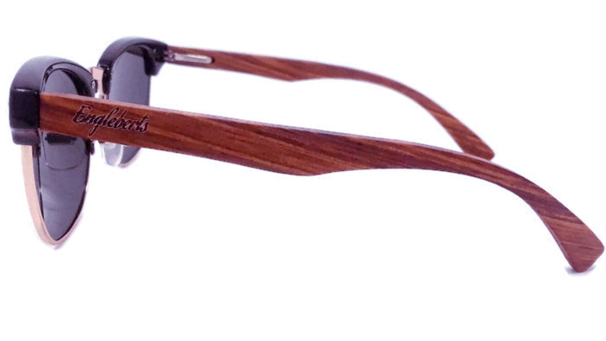 Real Walnut Wood Club Style Sunglasses, Polarized Lenses - AroundTheWineCooler
