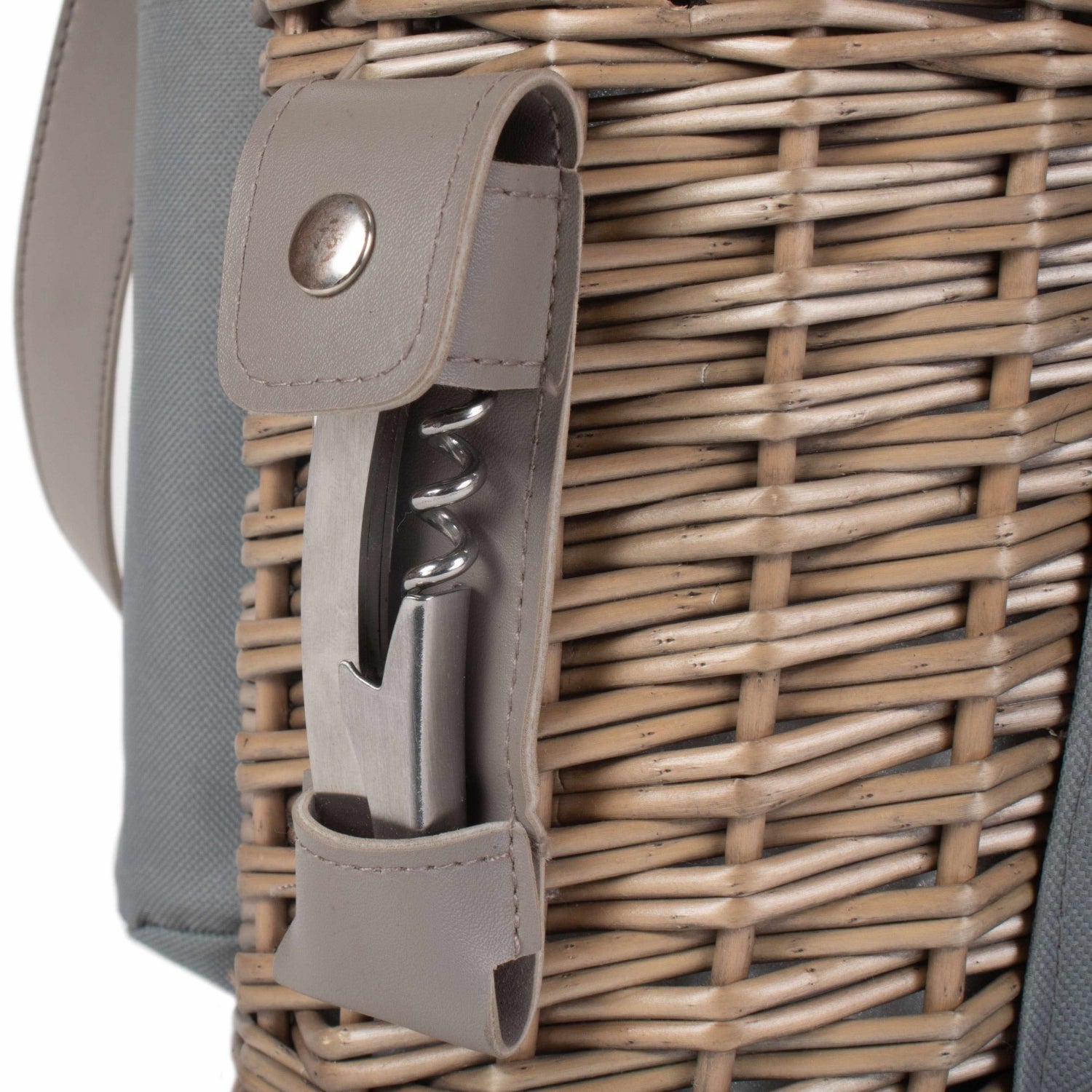 Single Bottle Wicker 2 Champagne Glass Carrier With Shoulder Strap - AroundTheWineCooler