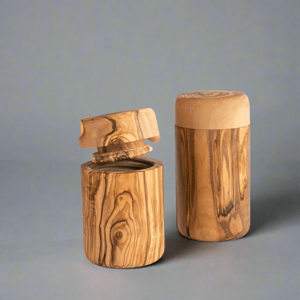 Handcrafted Olive Wood Spice Box with Thread for Rustic Kitchen Charm - AroundTheWineCooler