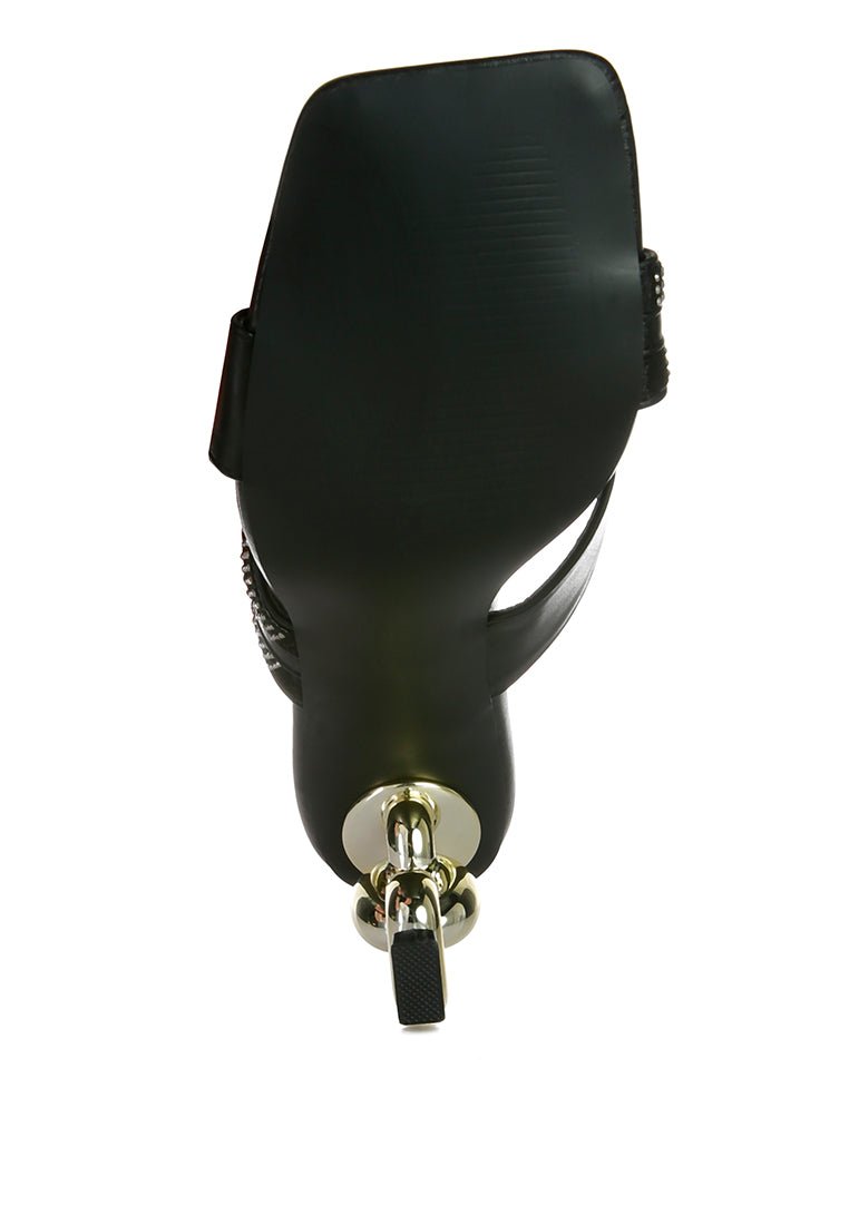 Evelane Metallic Chain Rhinestone Sandals - AroundTheWineCooler